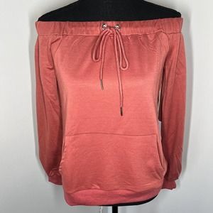 NEW Lumiere Off The Shoulder Casual Sweatshirt With Tie Womens Small